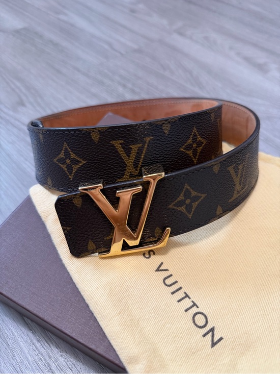 Louis Vuitton Accessories - Louis Vuitton Brown Leather Belt with Gold Buckle